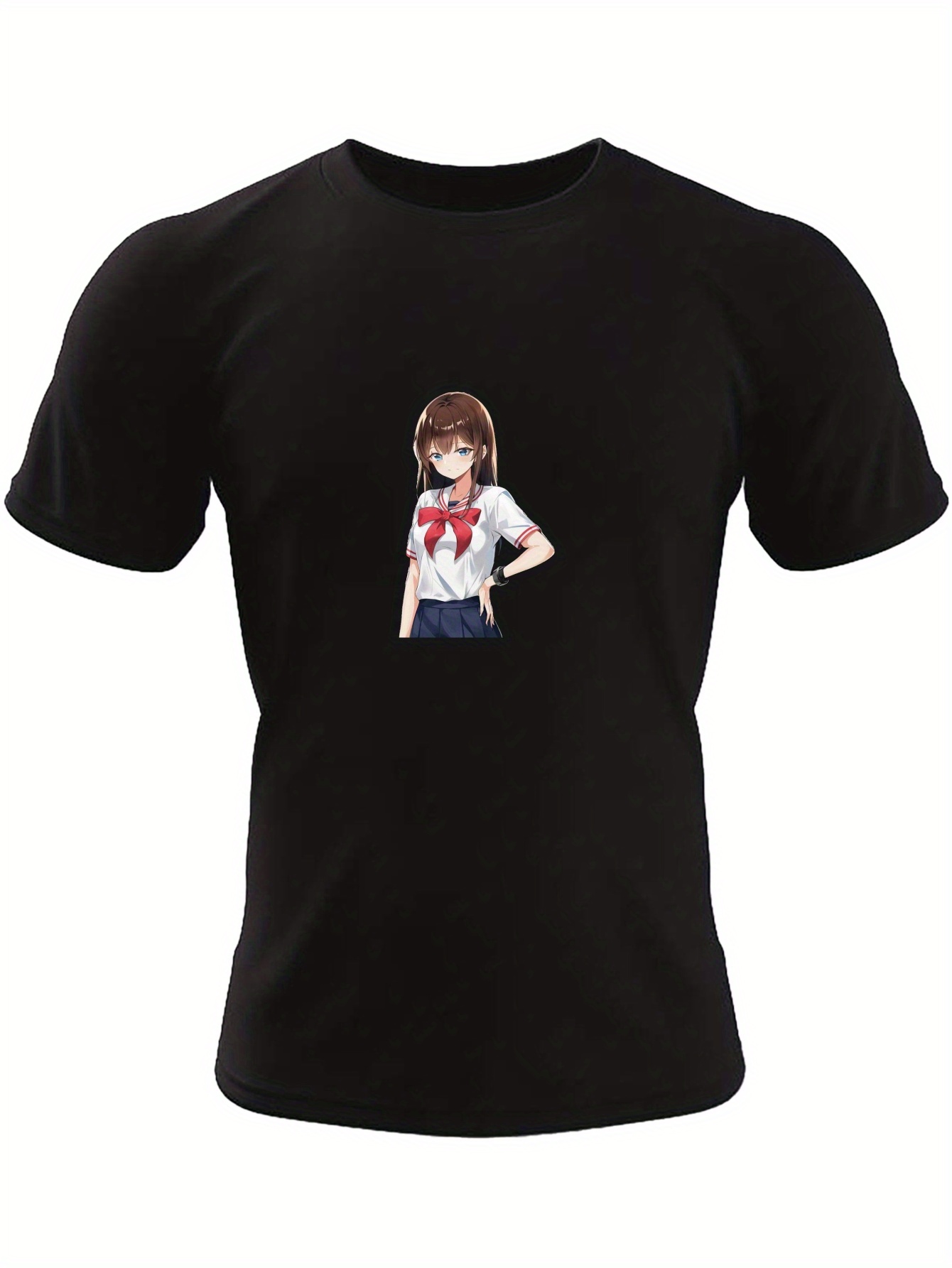 Camiseta Estampada Chica Anime En Uniforme Escolar Camisetas - Temu Peru