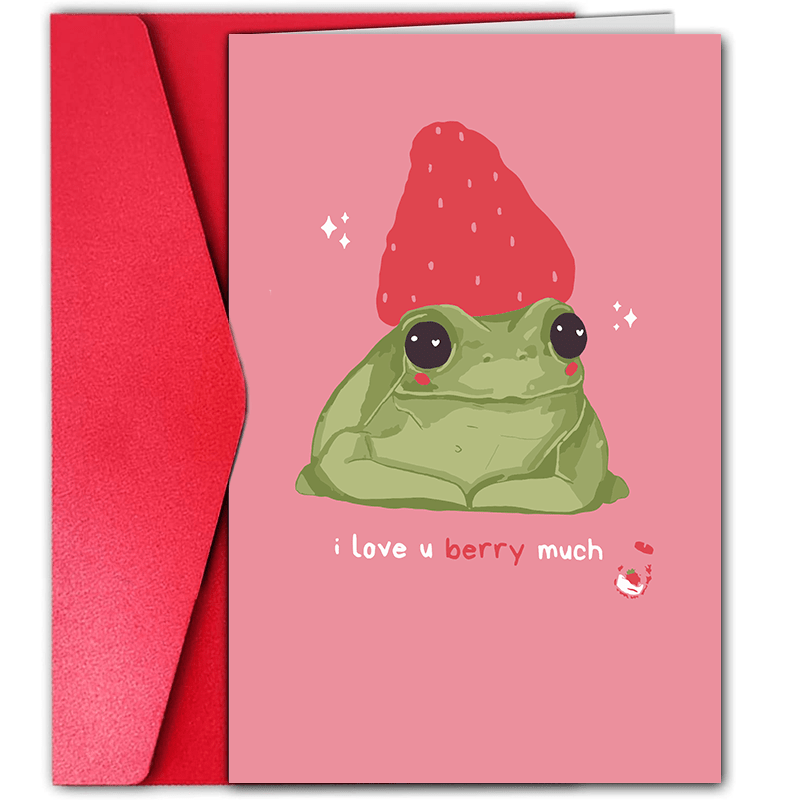 

1pc Greeting Cards, Fun And Creative, For Family And Friends, Suitable For Any Occasion Frog Berry