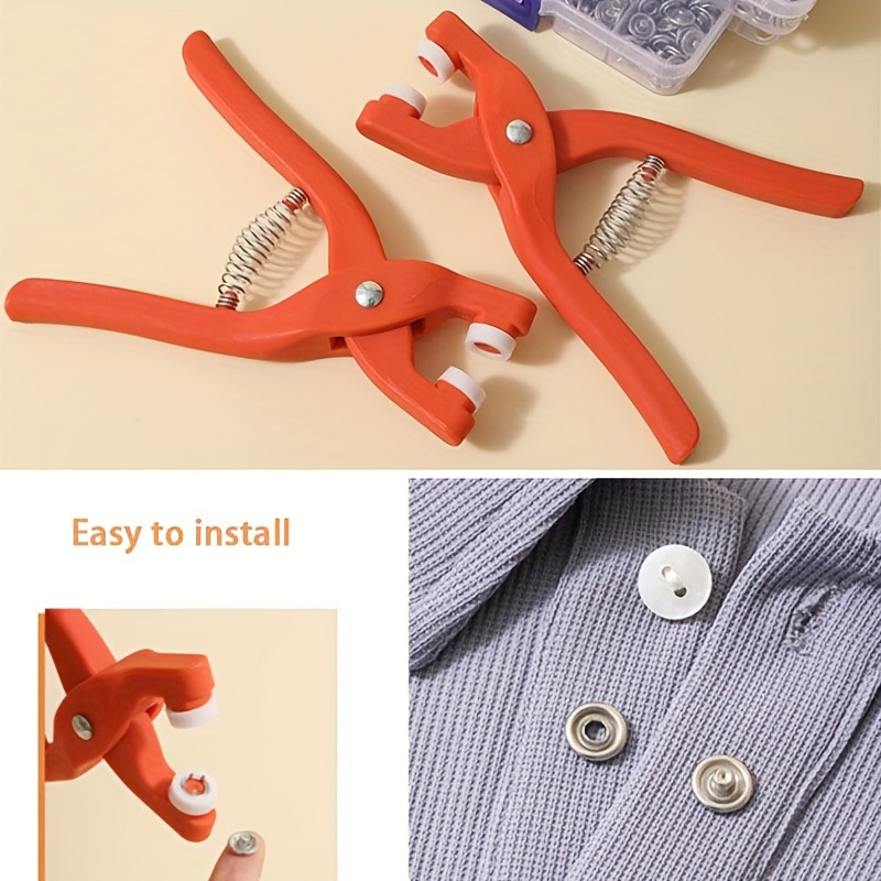 1set 200pcs Button Accessories With 1pc Plastic Hand Pliers For Fast And Easy Clothing And Quilt Production