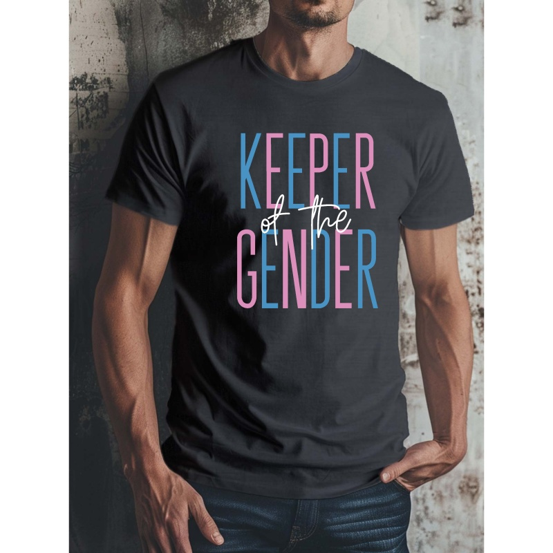 

Keeper Of The Gender Print Tee Shirt, Tees For Men, Casual Short Sleeve T-shirt For Summer