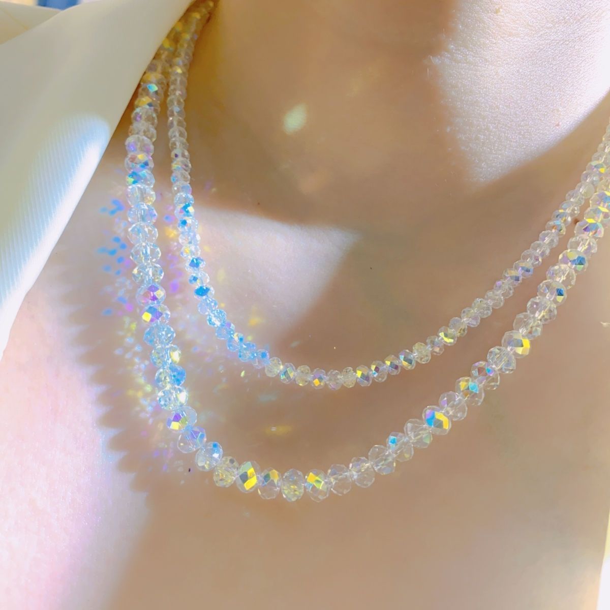 Image of 1pc Sparkle Necklace Women's Beautiful Collarbone Chain Jewelry Bead Chain