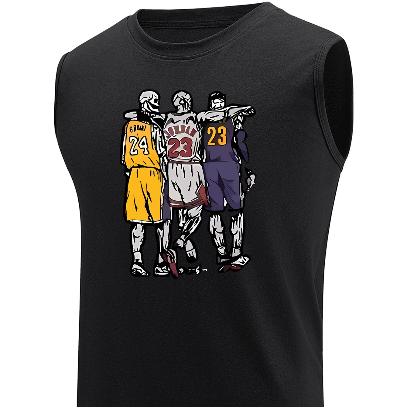 

Plus Size Men's Basketball Player Graphic Print Tank Top For Fitness/sports, Breathable Sweat Absorbing Cotton Comfy Sleeveless Tees