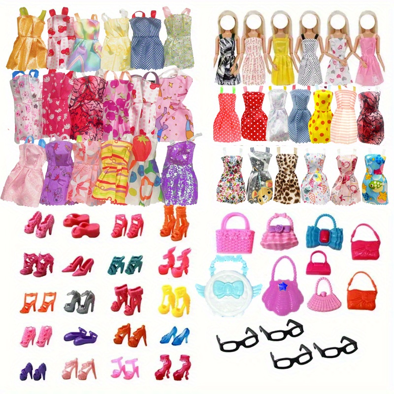 

29pcs Doll Clothing And Accessory Including 10pcs Summer Halter Dresses 12 Pairs Of Shoes 5pcs Glasses 2 Handbags Suitable For 11.8-inch Dolls (dolls Not Included) Gift Easter Thanksgiving Christmas