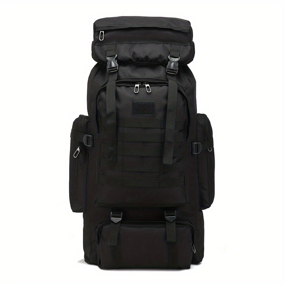 TEMU 80l Hiking Backpack, Large Capacity Outdoor Rucksack For Camping, Hunting, Survival, Travel, With Flag Patch