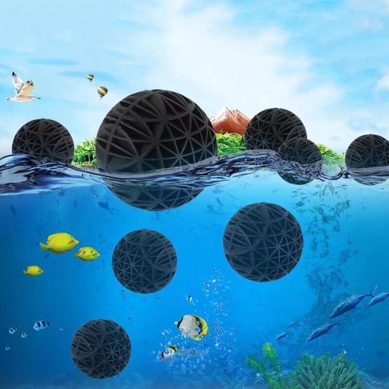 

100pcs Aquarium Bio Balls Filter Media, Black Biochemical Cotton Sponge For Fish Tank, Air Pump Filtration System Accessories