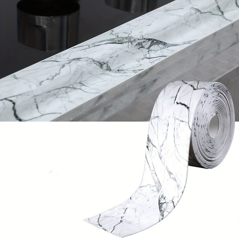 

1pc Upgrade Your Bathroom With This Self-adhesive Marble Pattern Waterproof Tape - Anti-mildew Toilet Caulk Strip For A Seamless, Beautiful Look For Shop