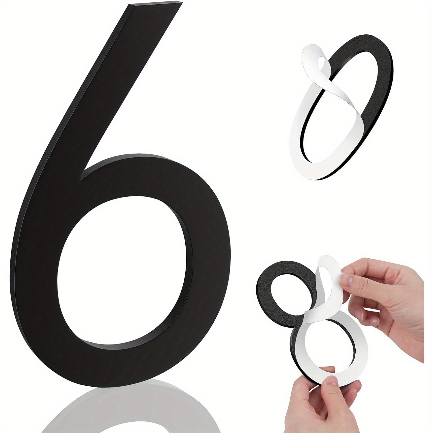 

6 Inch Self-adhesive Acrylic House Numbers, Black Modern Address Numerals For Mailbox, Home, Office, Hotel, Easy Installation Without Nails Or Tools