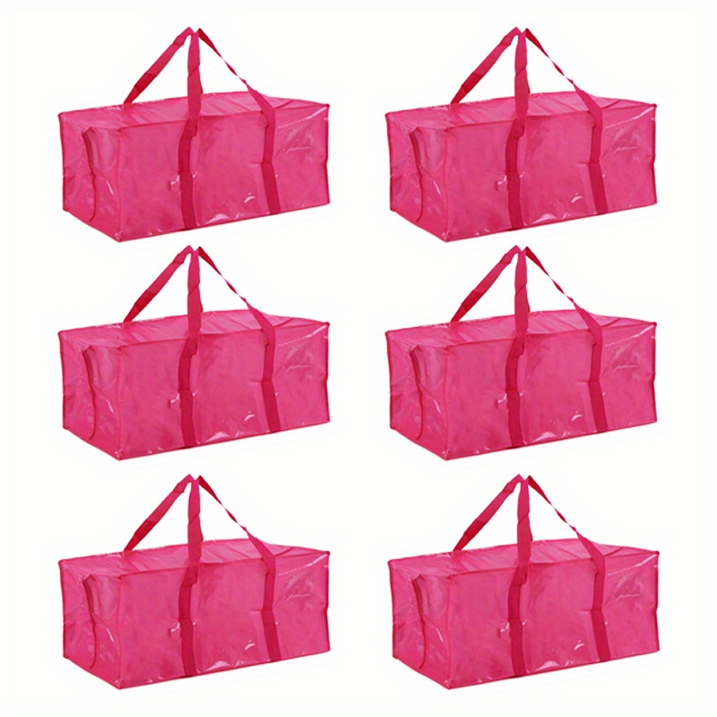 

6pcs Large Capacity Moving Bag, Woven Bag Foldable Portable With Strong Zippers & Carrying Handles, Storage Tote Bag For Clothes, Moving Supplies, Quilts Storage Bag