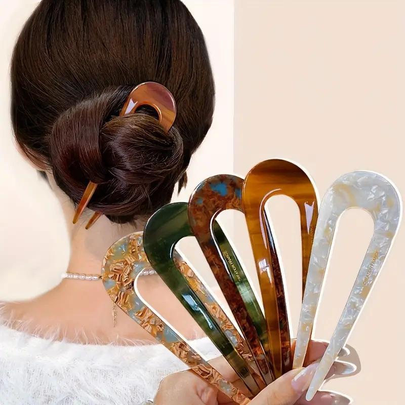 

2pcs Set Retro Modern Acetic U-shaped Hairpin High-end Bun Hairpin Party Accessory