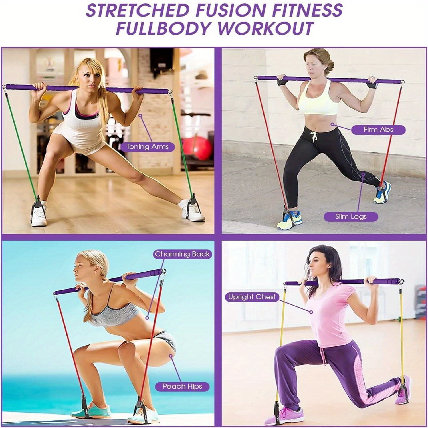 Multi-functional Pilates Pole Kit with Bands Bands 15, 20, 25  Portable Fitness Equipment Home, Office and Travel Ex