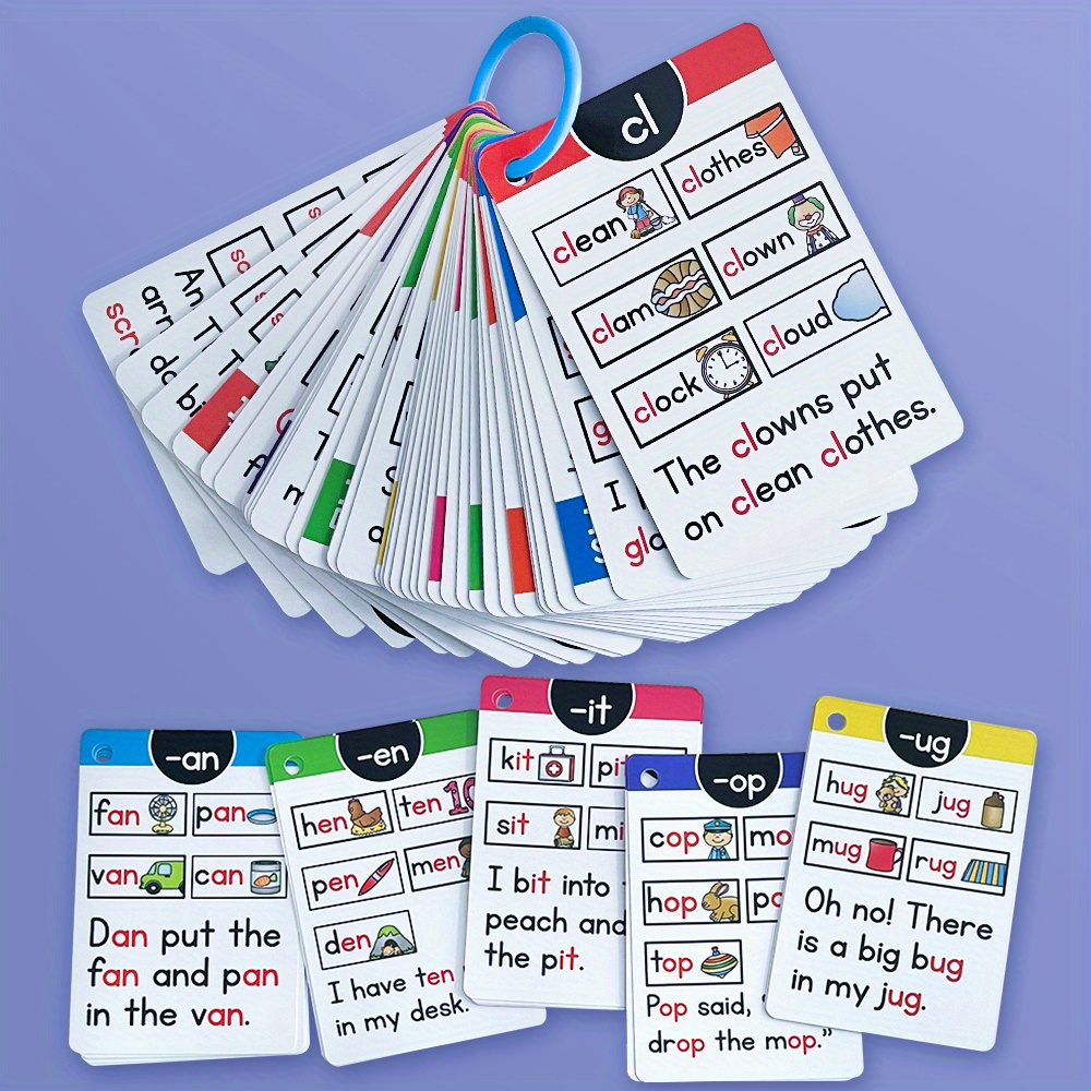 

107 Groups I Can Read Phonics Learning Flashcards, English Cvc Words Learning Cards, Educational Montessori Cognitive Games, Children Toys For Memory Teaching Aids