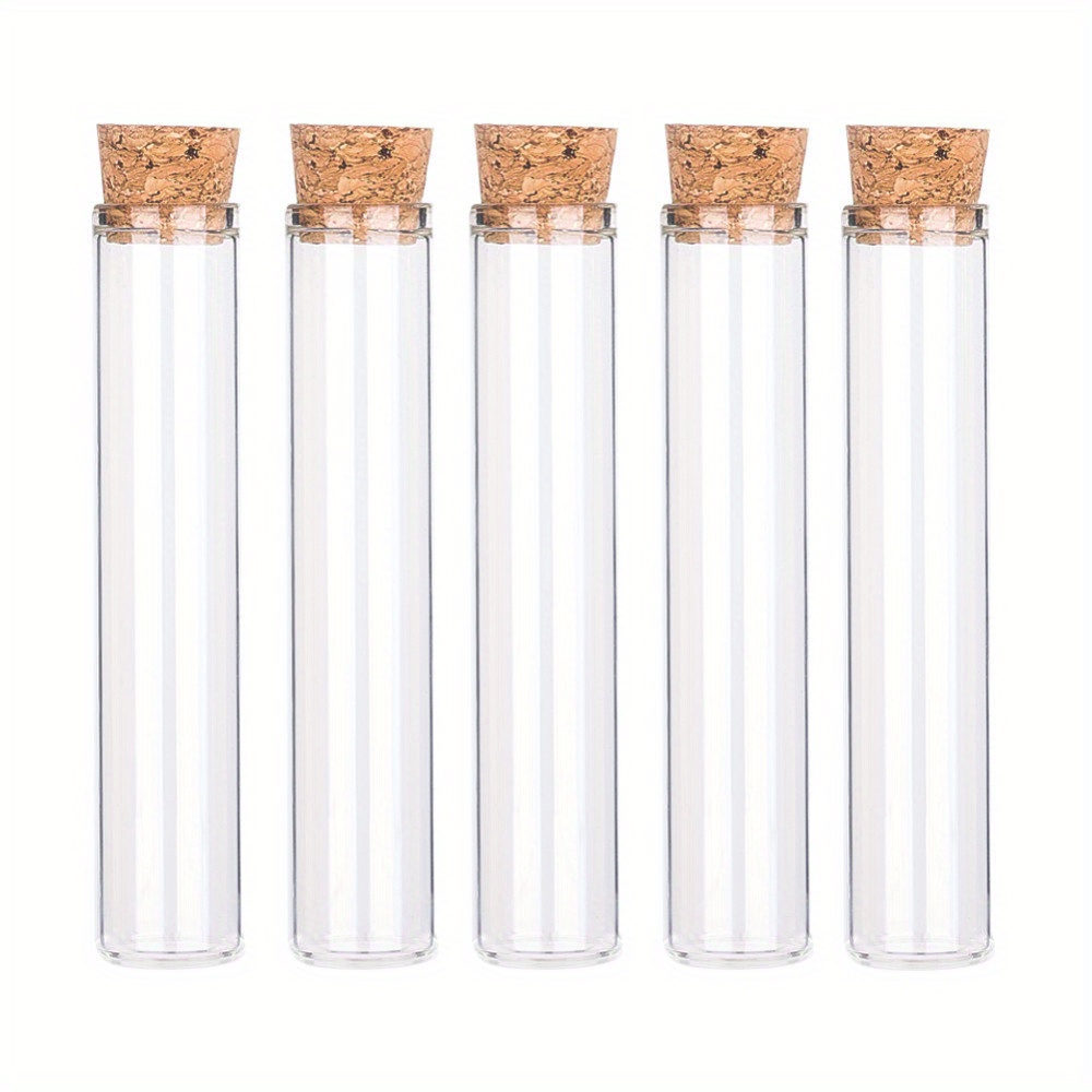 25pcs Empty Glass Bottles With Wood Cover Wishing Bottle Clear 2x10.75cm Capacity: About