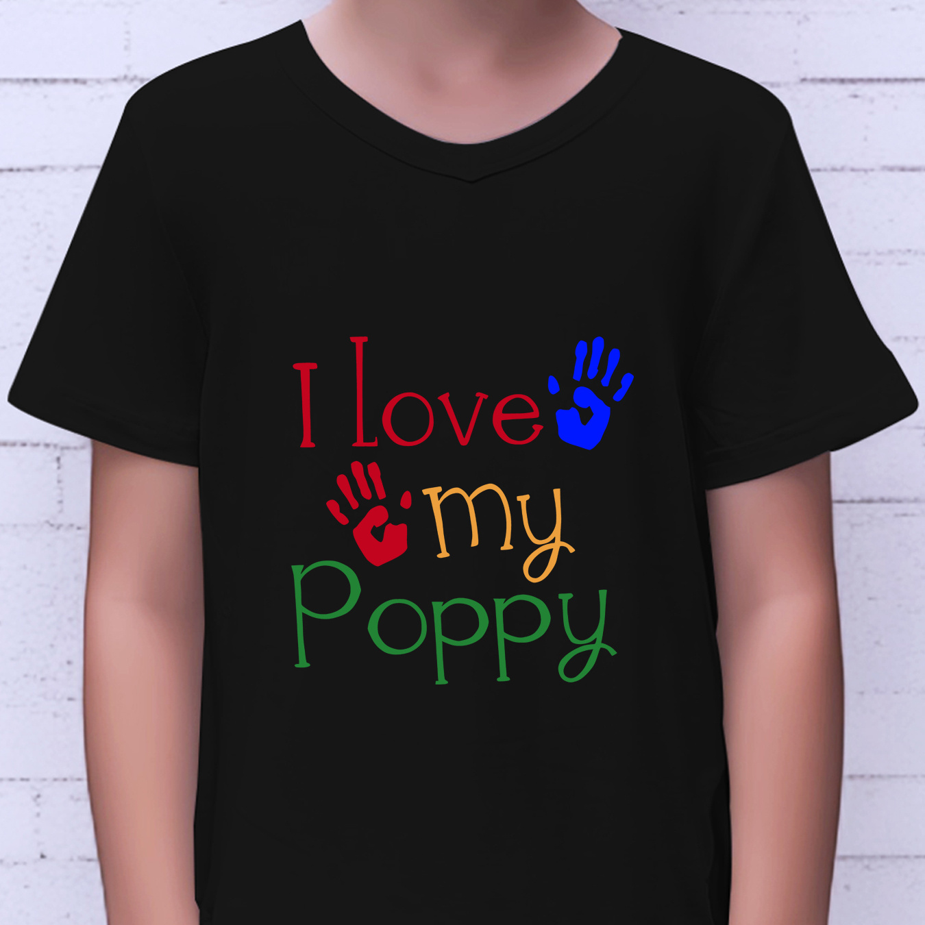 

Boy's Creative T-shirt, I Love My Poppy Print Comfortable Short Sleeve Top, Boys Summer Clothing