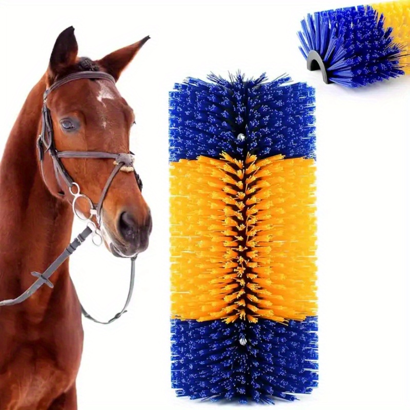 

1pc Livestock Grooming Brush, Durable Cow Horse Massage Cleaning Brush, Farm Ranch Use, Easy Screw Installation, Body Scrub Brush For Dairy Cows And Horses