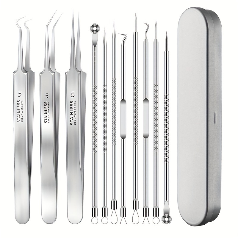 

8/11pcs German Ultra-fine Pimple Tweezers Acne Needles For Acne And - Salon Quality Beauty Tool For Face Care