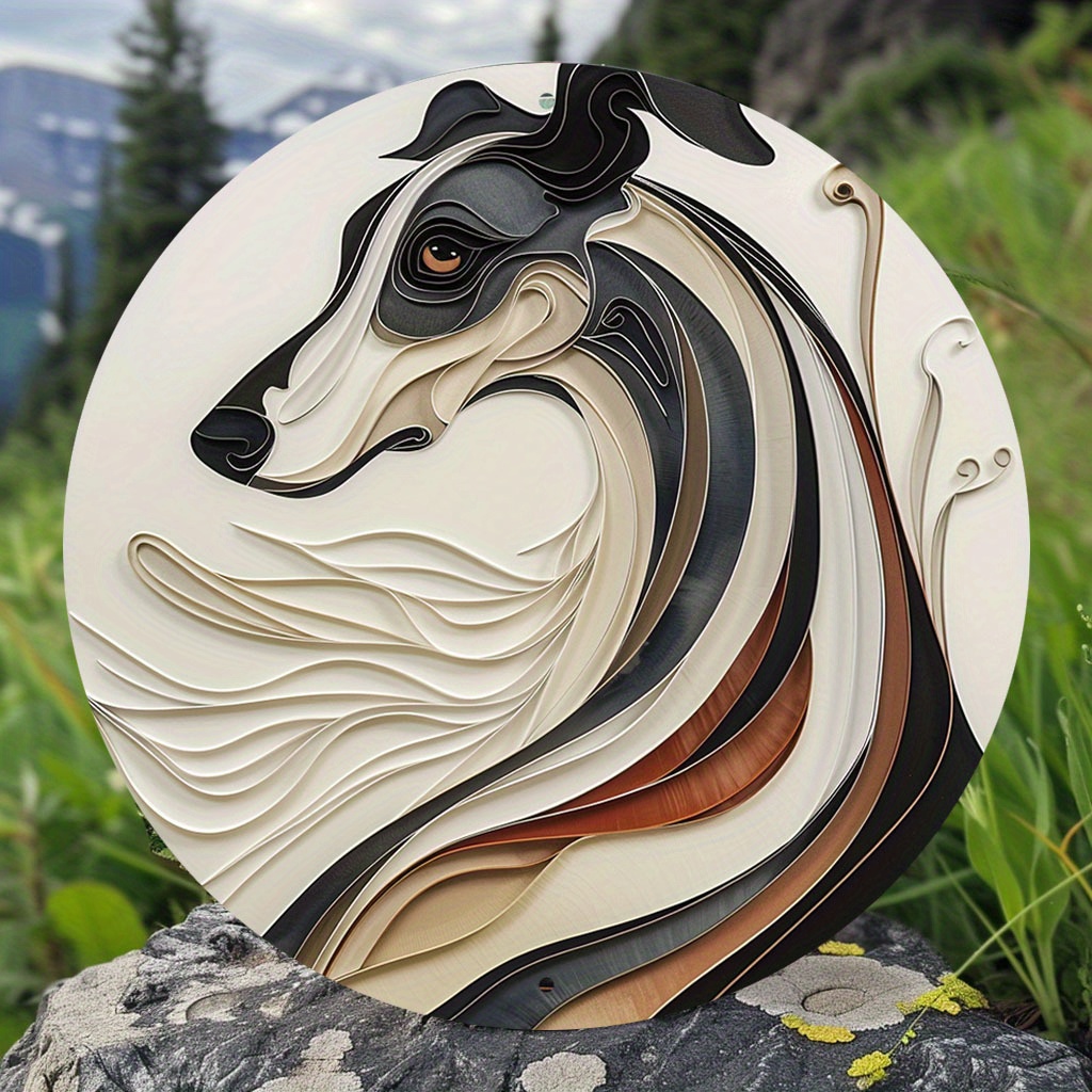 

Elegant Greyhound Abstract Metal Wall Art - Round, Decorative Aluminum Sign For Home & Office, Perfect For Parties, Anniversaries, Weddings, And Birthdays