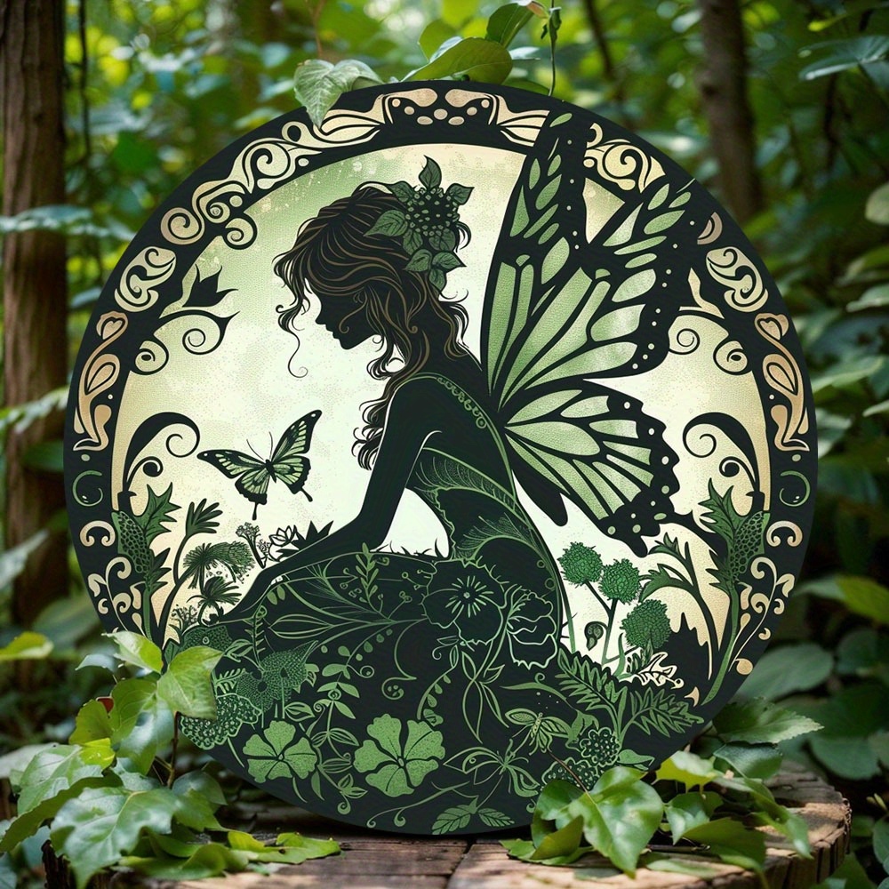 

1pc, 2d Flat Printing, Retro Round Metal Aluminum Sign, Spring Fairy Theme Tin Sign, Wall Art Decor, Cafe Bar Club Living Room Wall Decor Plaque Gifts, Mother's Day Gift 8x8 Inch