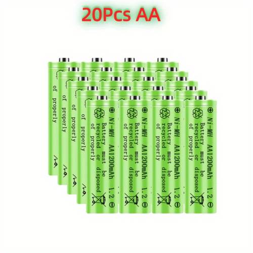 16 20pcs aa 1200mah solar lights batteries high capacity 1 2v ni mh rechargeable aa batteries for outdoor solar lights battery string lights tv remotes wireless mouses radio flashlight long lasting recharge up to 1200x times pre charged