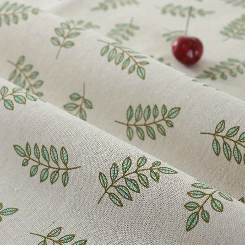 

Fern Green Floral Cotton Linen Blend Fabric - 1pc, Perfect For Diy Projects & Tablecloth Crafting