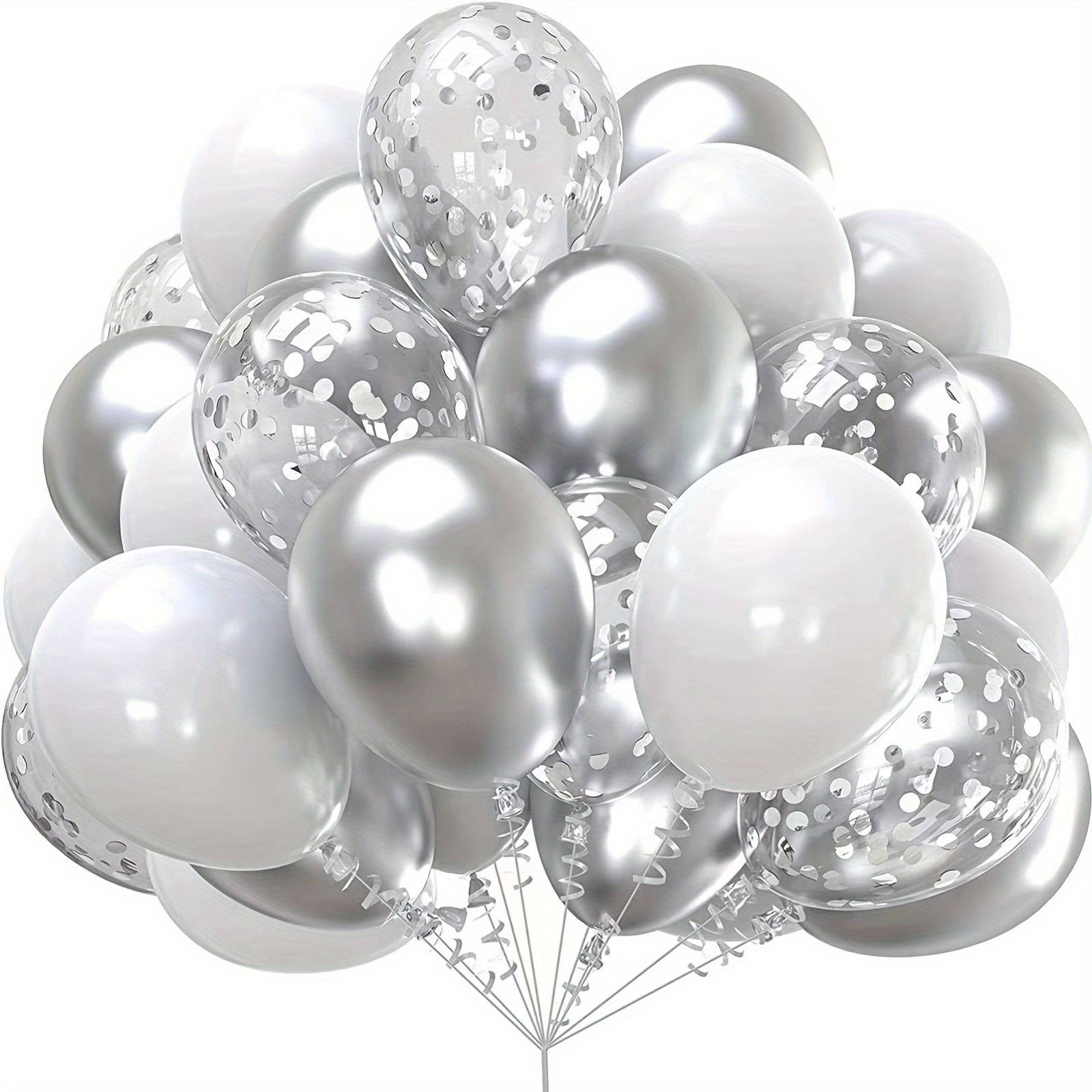 

50pcs, White Silvery Confetti Latex Balloons, Wedding Decor, Birthday Party Decor, Anniversary Decor, Graduation Decor, Holiday Decor, Mother's Day Decor, Indoor Outdoor Decor, Home Decor, Room Decor