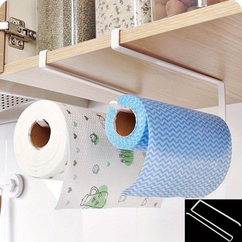 

1pc Home Garden Under Cabinet Paper Towel Holder Roll Paper Towel Rack Stainless Metal Organizer