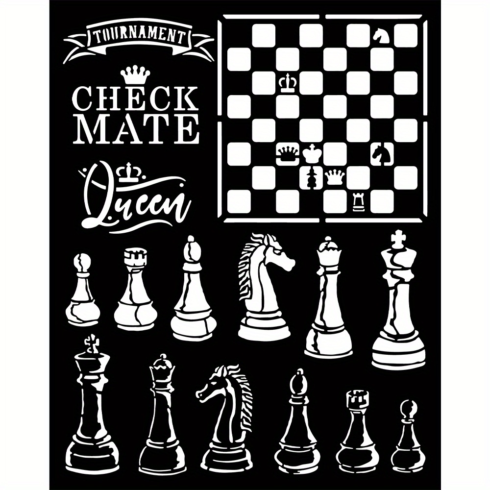 Chess Painting Stencil, Large Chess Pieces Stencil, Reusable Chess Board Drawing Template, Square Black And White Checkerboard Stencil For Home Wall Furniture Tile Decoration