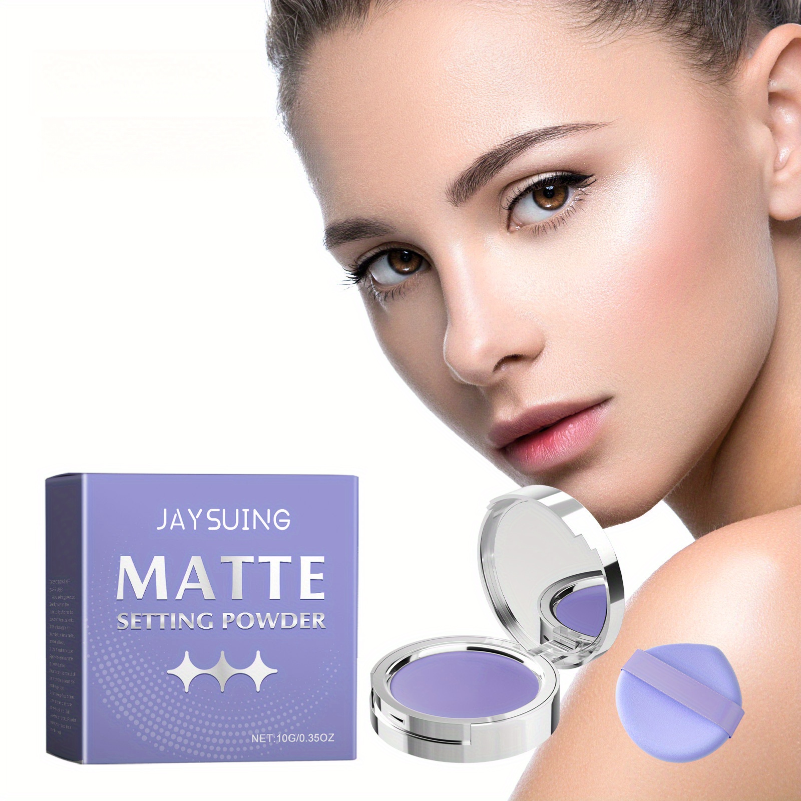 

Matte Setting Powder Compact, Natural Long-lasting Concealer, Oil-control, Lightweight, Anti-sweat, Non-caking Makeup With Lavender & Centella Asiatica Extracts, 0.35oz Plant Squalane