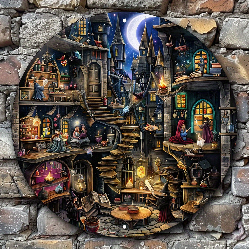 

Wizarding Academy Paranormal Gathering - Unique Round Aluminum Wall Sign For Home, Garage & Bar Decor