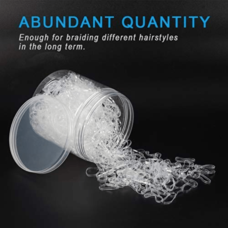 Image of 1500pcs Per Bottle Of Transparent Elastic Hair Bands, Small Hair Ties, Mini Rubber Hair Holders, Disposable Elastic Hair Additions