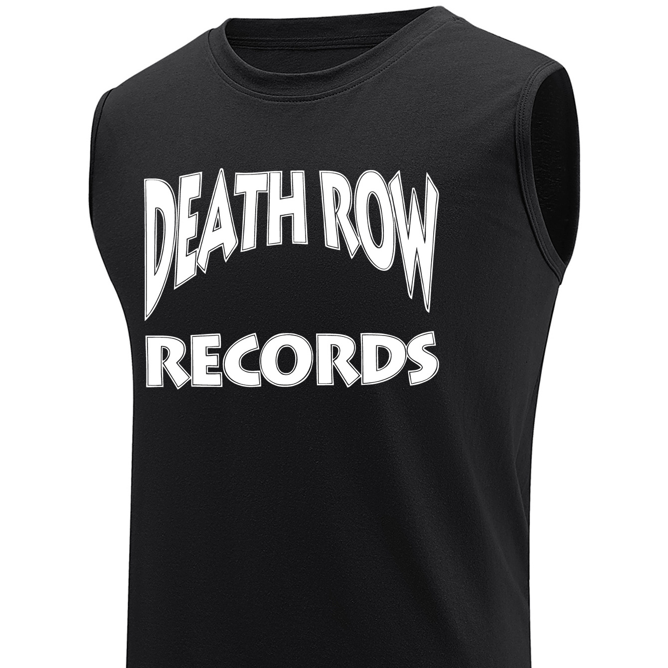 

Plus Size Men's "death Row Records" Graphic Print Tank Top For Fitness/sports, Breathable Sweat Absorbing Cotton Comfy Sleeveless Tees