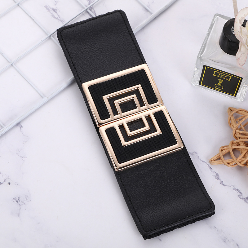 

1pc Metal Buckle Wide Corset Belt Casual Simple Elastic Waistband Dress Shirt Coat Suit Clothes Accessories For Women