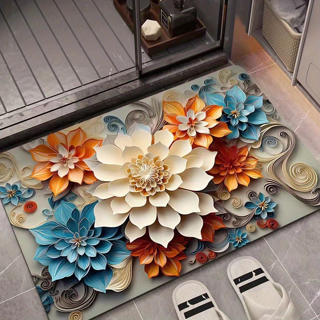 

1pc 3d Oil Painting Diatomaceous Mud Absorbent Floor Mat, Non Slip Floor Mat, Quick Drying Bathroom Carpet Foot Mat At The Entrance Of The Bathroom