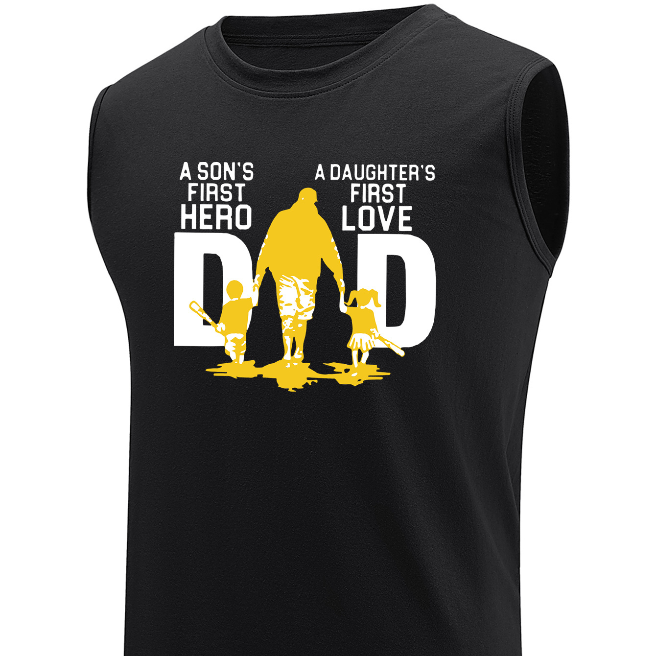 

Plus Size Men's "dad" Print Tank Top, Loose Fit Breathable Sleeveless Tees For Sports/fitness