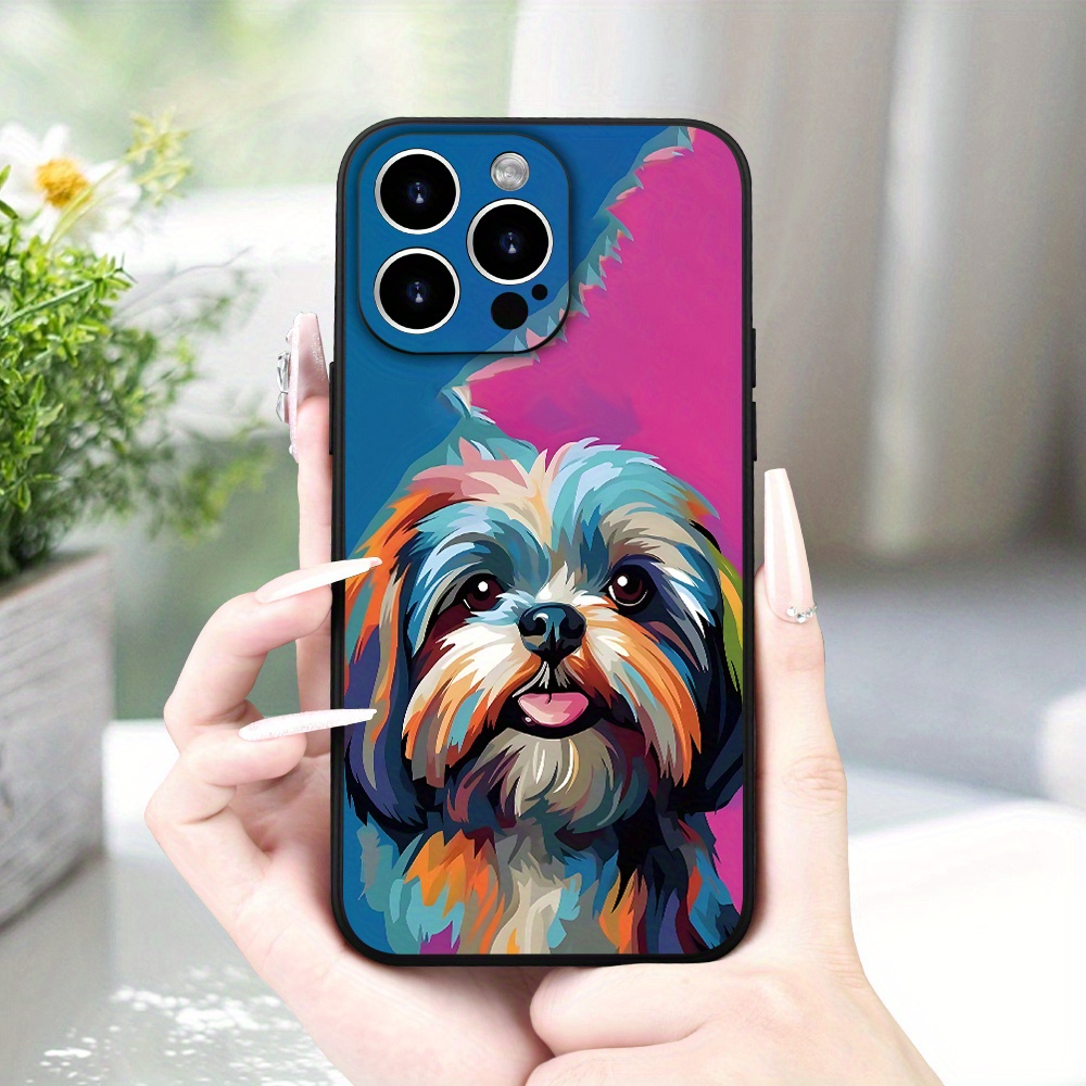

Creative Oil Painting Dog Pattern Matte Tpu Phone Case For 15/14/13/12/11/xs/xr/x/7/8/plus/pro/max/mini - Durable, Scratch-resistant Protective Cover