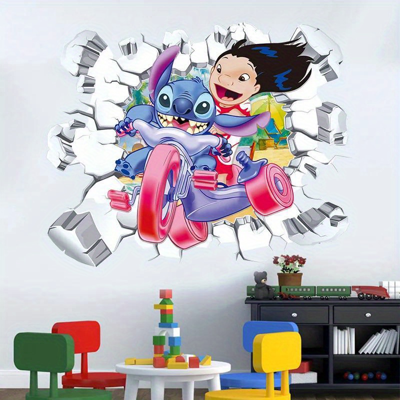 

1pcs Anime Stitch Wall Stickers Bedroom Wall Stickers, Pvc Glass Cabinet Stickers Home Decoration Gift