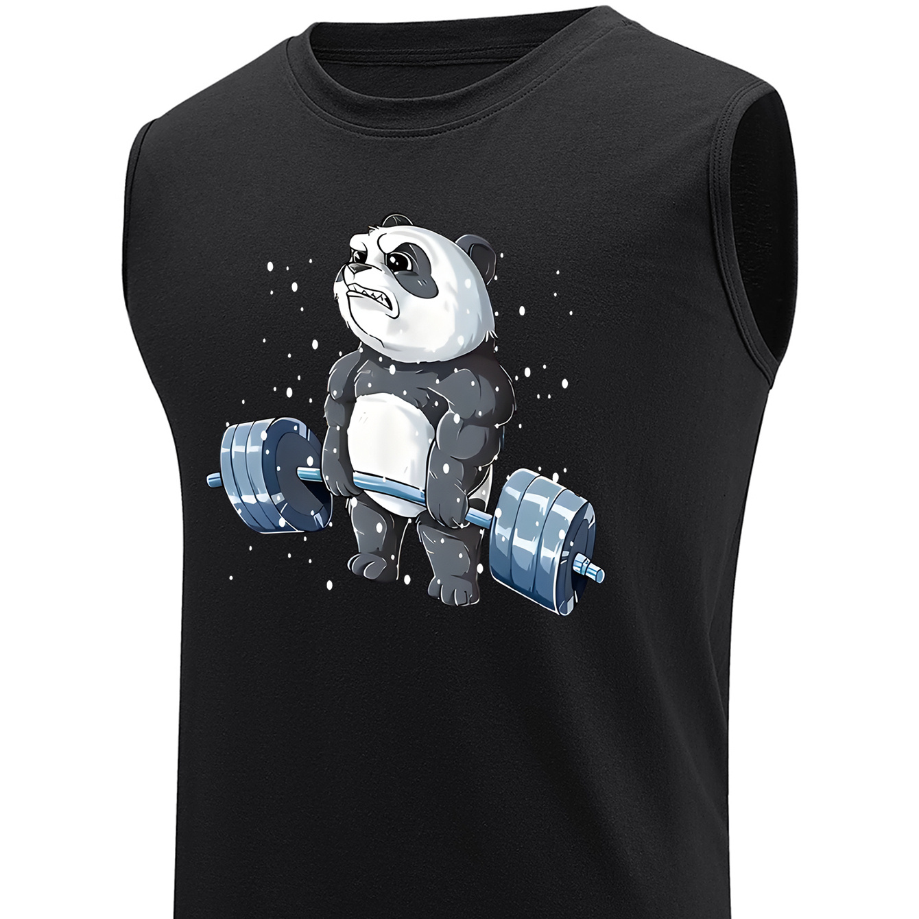

Plus Size Men's Anime Panda Graphic Print Tank Top For Sports/fitness, Breathable Sleeveless Tees