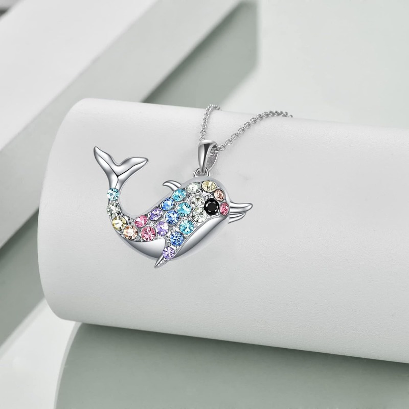 Sparkling Dolphin Necklace, Cute & Versatile
