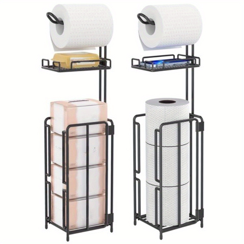 Freestanding Toilet Paper Holder w/Reserve for Bathroom Tissue Roll Holder  Stand