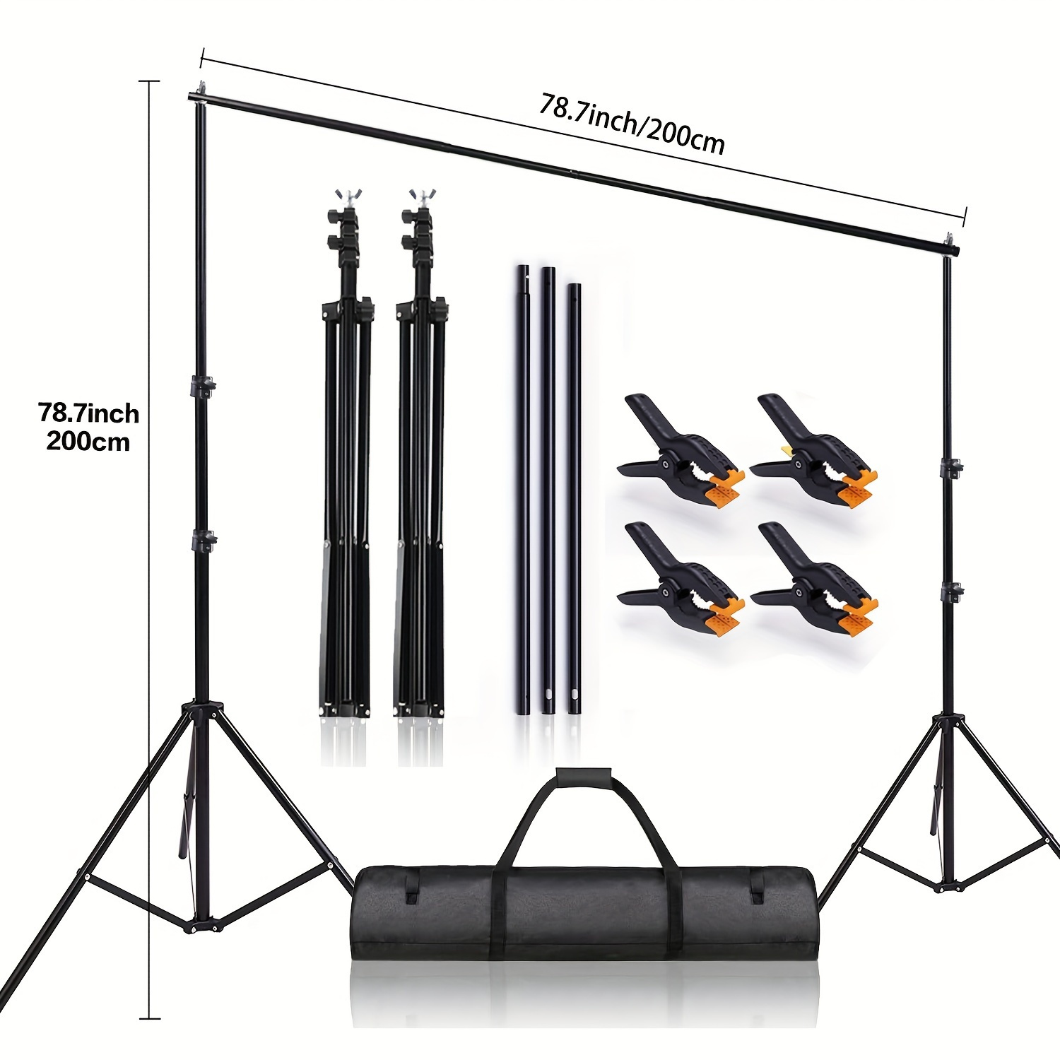 TEMU Adjustable Backdrop Stand For , Parties, Weddings - 7x7ft/2x2m With 3 Crossbars, 4 Clamps, And Balloon Arch Support Kit