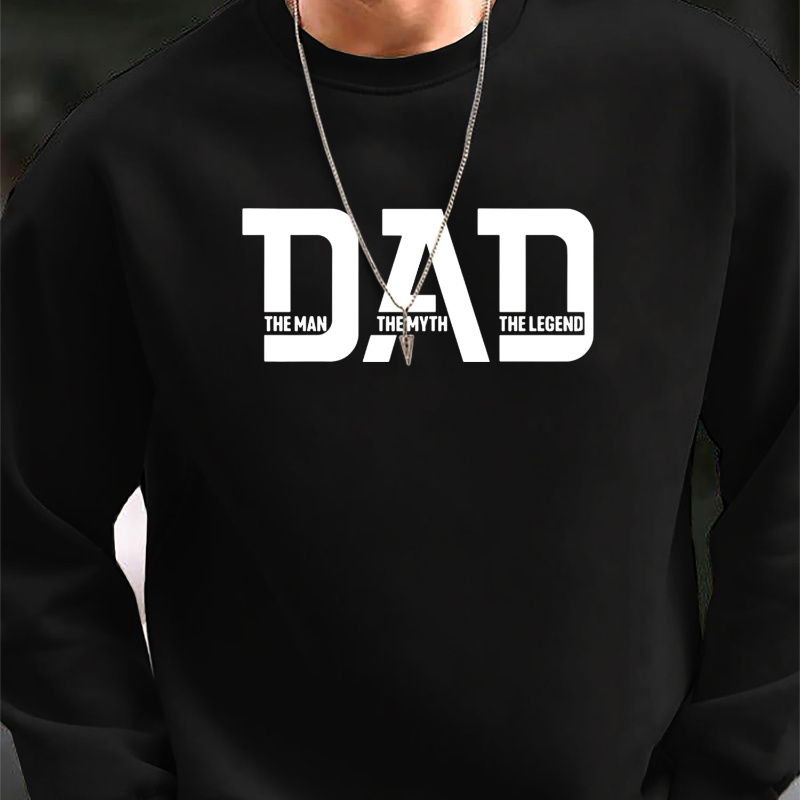 

Dad Print Men's Pullover Round Neck Long Sleeve Sweatshirt Loose Casual Top For Autumn Winter Men's Clothing As Gifts Leisure Holiday Fahter's Day