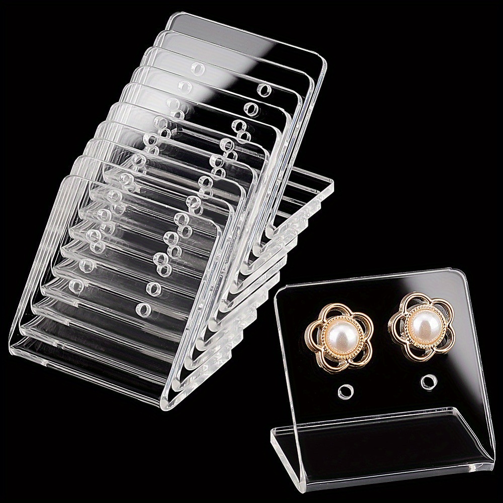 

10pcs Clear Acrylic Earring Display Stand, Transparent Jewelry Holder Organizer With 4 Holes, For And , For Small Business And Home Use