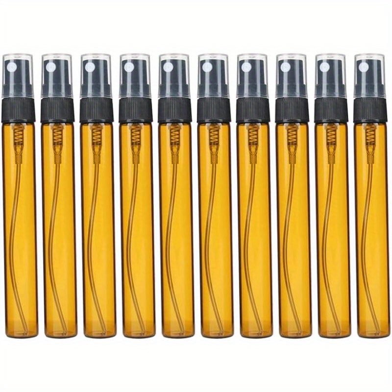 

25 Pcs, 10ml/0.34oz Glass Spray Bottles, Portable Amber Containers With Black Fine Mist Sprayers, , Ideal For Perfume Samples, Essential Oils, Travel & Cleaning Solutions