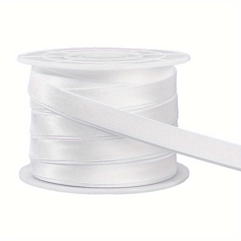 Image of 1roll 13.5 Yard/12.5m Satin Bias Tape | Double Fold Satin Binding Bias Ribbon For Cheongsam Decoration Clothing Seaming Piping White