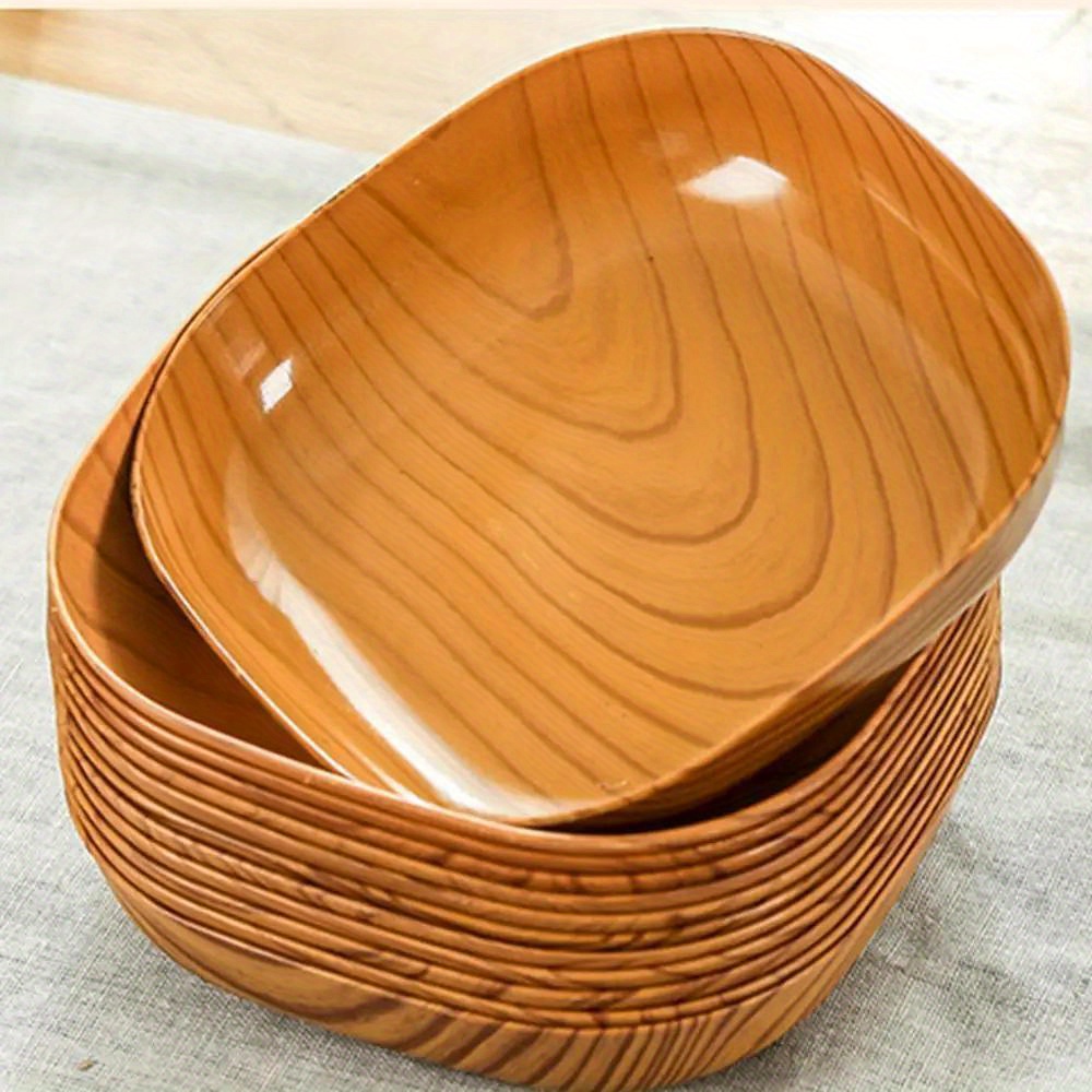 

Wood Grain Plastic Square Plate Set - 8pcs, Decorative Kitchen Coasters, Cup Pads, Flower Pot Trays For Home & Restaurant Use