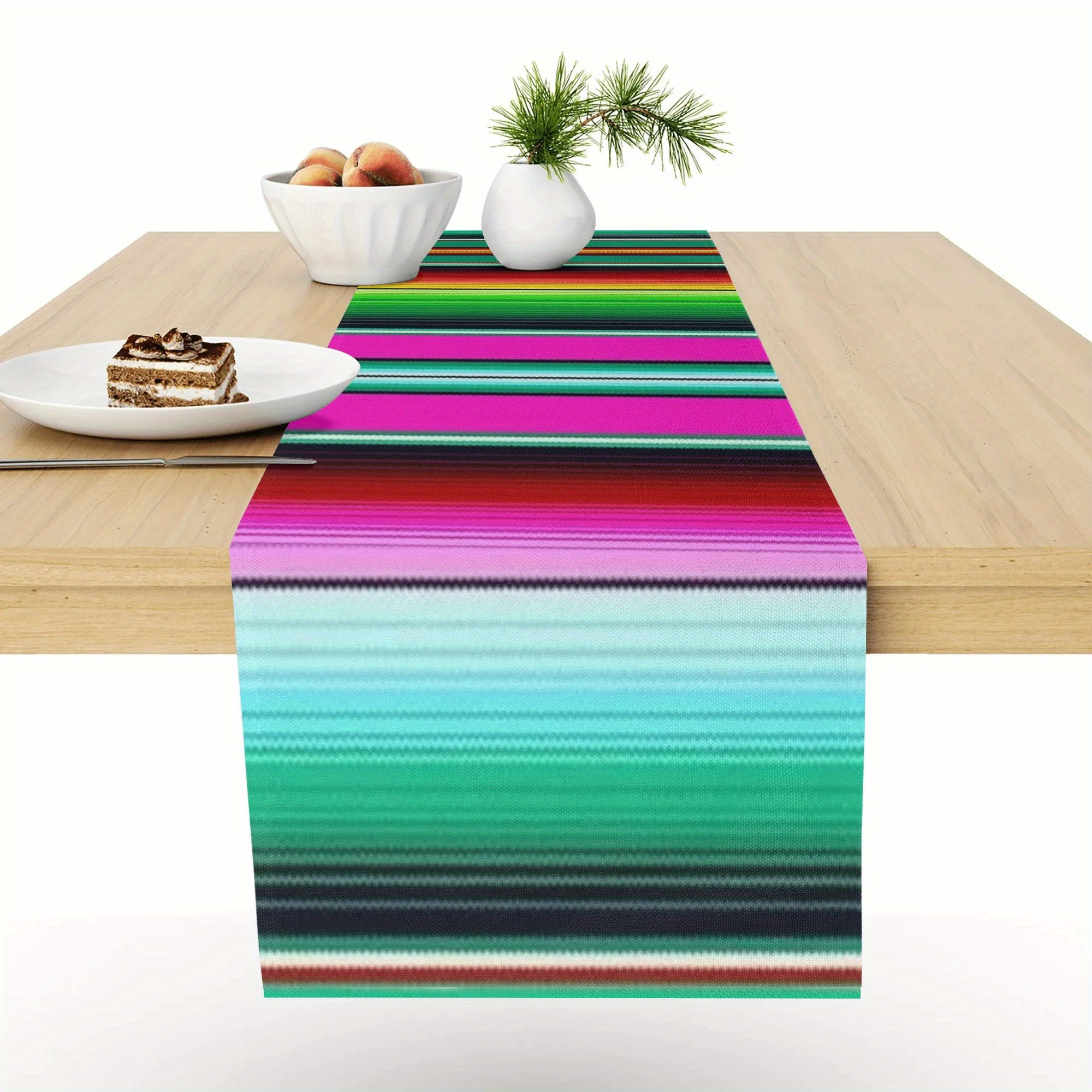 

1pc, Table Runner, Modern Style Stripe Pattern Table Runner, Mexican Style Decorative Table Runner, Kitchen & Dining Room Decor, Party Decor