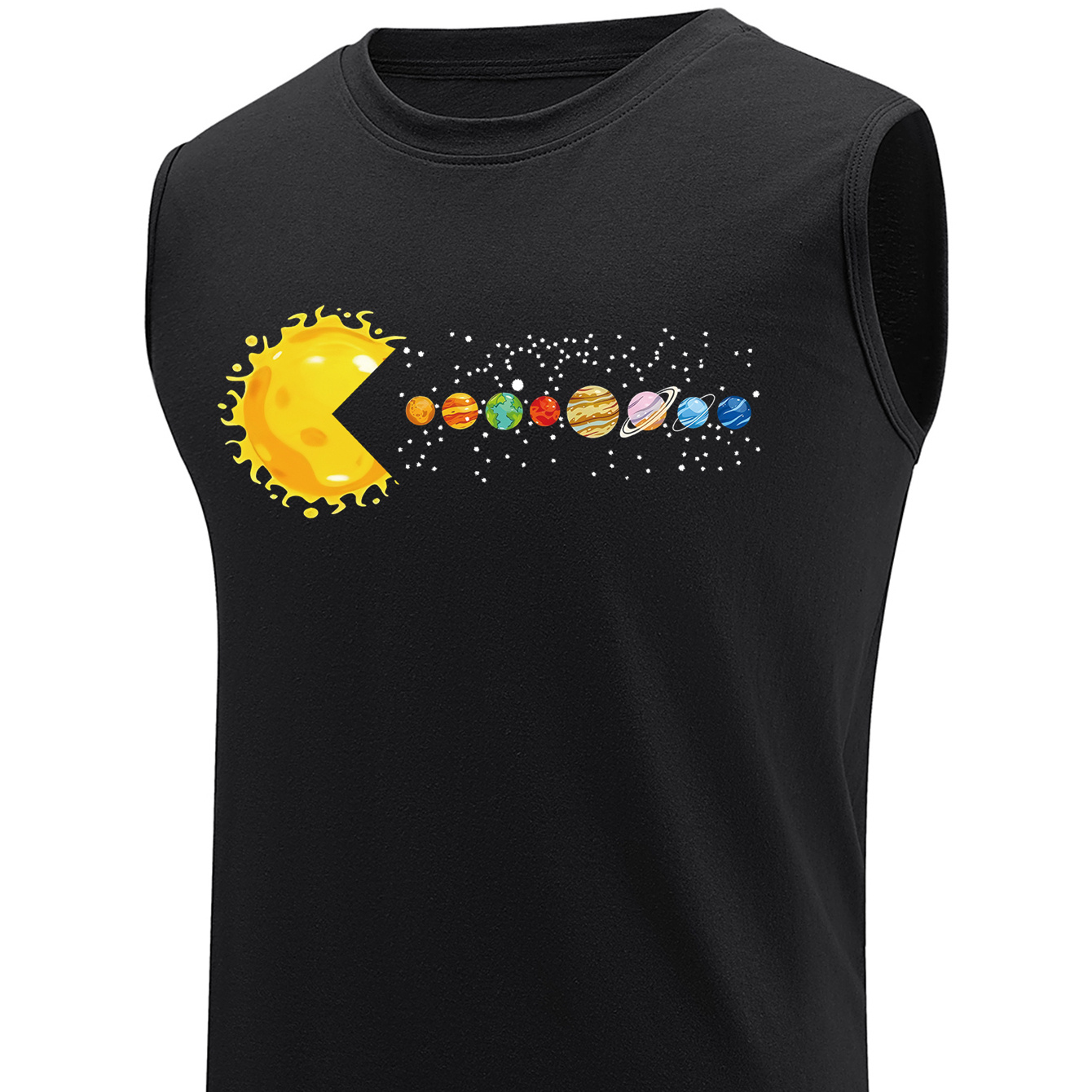 

Plus Size Men's Planets Graphic Print Tank Top, Sports Fitness Sleeveless Tees For Males