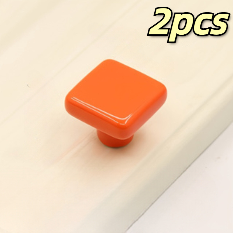 2pcs Home Colored Ceramic Cabinet Door Handles Easy Cabinet Cupboard Drawer Square Single Hole Handle Bottle Cap Handle With Screws