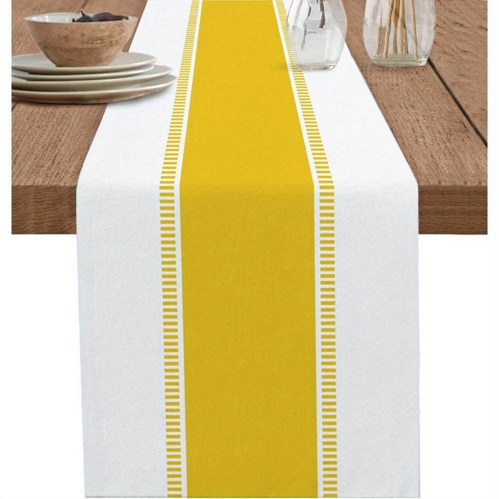 TEMU 1pc, Table Runner, Yellow Pattern Table Runner, Decorative Table Runner, Kitchen & Dining Room Decor, Party Decor