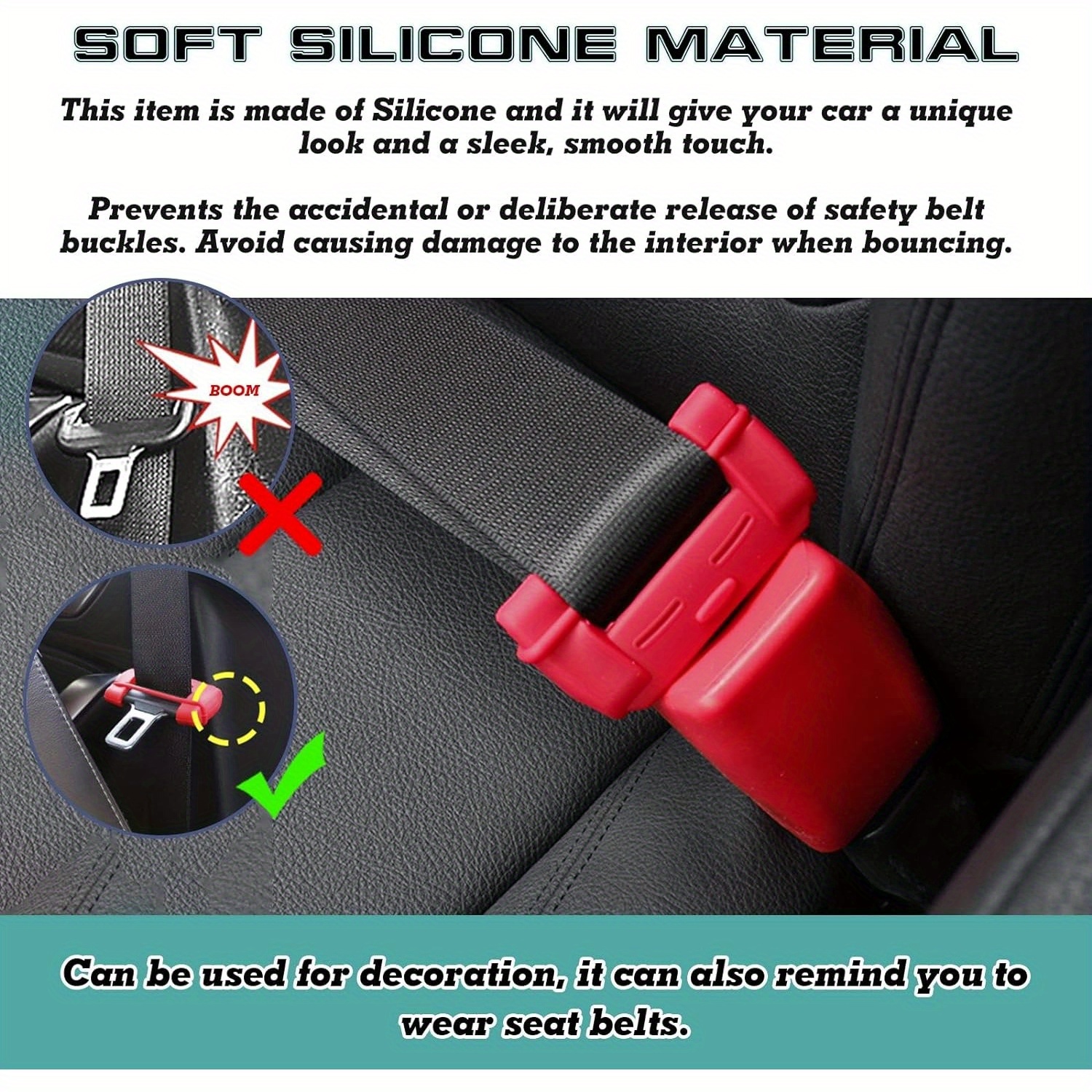 Silicone Per Cinture Copertura In Silicone Per Fibbie Cinture Auto - Protezione Antiurto E Antigraffio Per Sedili Posteriori (Nero) Protezione Cintura Sicurezza - Foto 5