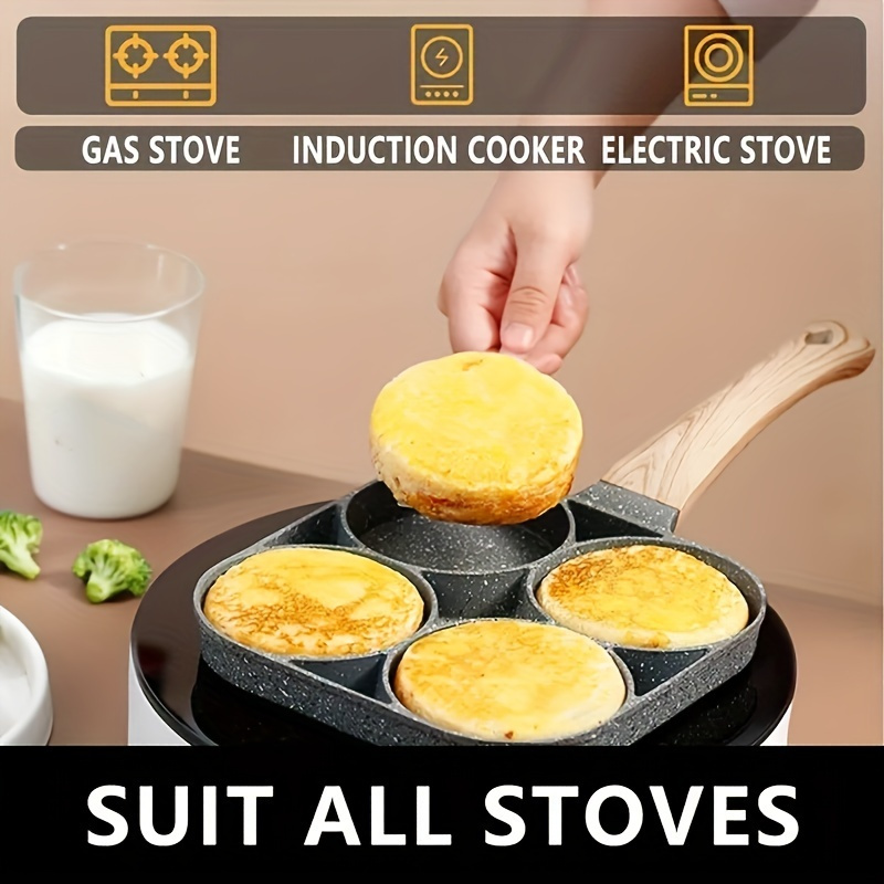 non stick four hole omelette pan egg hamburger maker breakfast dumpling mold for home use details 1